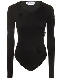 Womens Clothing Lingerie Bodysuits Off-White c/o Virgil Abloh Synthetic Ribbed Bodysuit in Black 