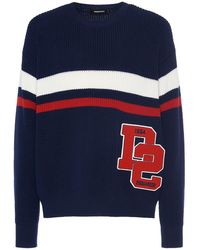 DSquared² - Logo Ribbed Wool Crewneck Sweater - Lyst