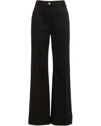 Victoria Beckham Jeans Rectos Alina De Algodón Con Cintura Alta - Negro