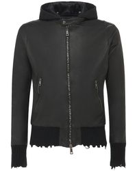 Giorgio Brato Hooded Waxed Leather Jacket in Black for Men | Lyst