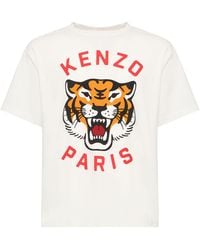 KENZO - T-shirt Aus Baumwolljersey Mit Tigerdruck - Lyst