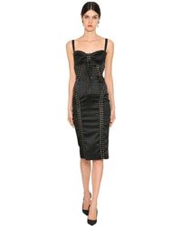Dolce & Gabbana Vestido Midi De Satén Stretch Con Corsé - Negro