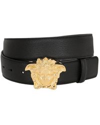 Versace Cintura In Pelle Con Fibbia Medusa 40Mm - Nero