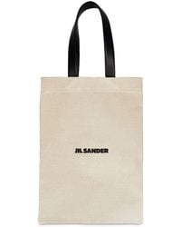 Jil Sander - Tote bag en lin et toile à logo - Lyst