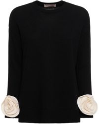 Valentino - Wool Knit Sweater W/ Collar And Roses - Lyst