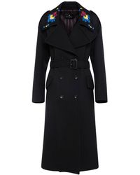 Etro - Embroidered Wool Long Coat W/Belt - Lyst