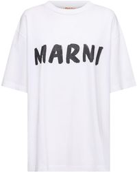 Marni - T-shirt Aus Baumwolljersey Mit Logo - Lyst