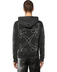 Off-White c/o Virgil Abloh Printed & Embroidered Cotton Hoodie - Black