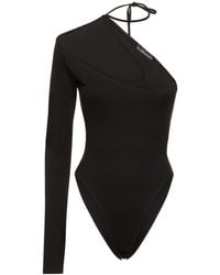 David Koma - One-Sleeve Cutout Jersey Bodysuit - Lyst