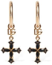 Dolce & Gabbana - Plated Hoop Cross Earrings - Lyst
