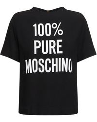 Moschino - T-shirt in raso envers di viscosa con logo - Lyst