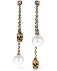 Alexander McQueen - Crystal Pearl Skull Earrings - Lyst