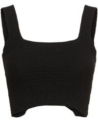 ANDREADAMO - Chunky Knit Cotton Blend Cropped Top - Lyst