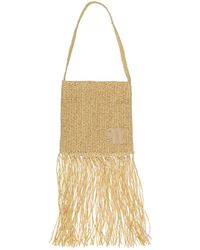 Nanushka fringed woven shoulder bag - Neutrals