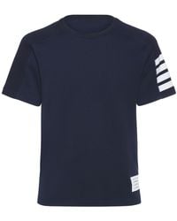 Thom Browne - Cotton Ss T-Shirt W/ 4 Bar Stripe - Lyst