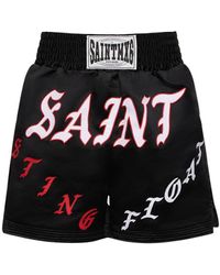 Saint Michael Embroidered Boxing Shorts in Black for Men | Lyst