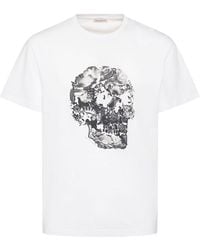 Alexander McQueen - Wax Flower Skull Print Cotton T-shirt - Lyst