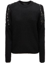 Costarellos Mohair Blend Knit Crewneck Sweater - Black