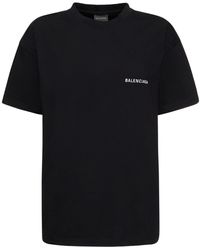 Balenciaga - Medium Fit Embroidered Cotton T-shirt - Lyst