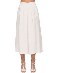Ralph Lauren Collection Crop Linen Wide Trousers Skirt - White