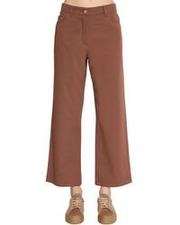 Max Mara Straight Leg Cotton Canvas Trousers - Brown