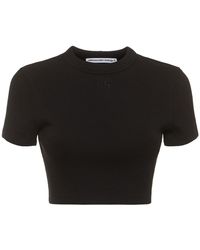 Alexander Wang - Cropped Short Sleeve Cotton T-shirt - Lyst