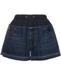 Sacai - Shorts in denim / coulisse - Lyst