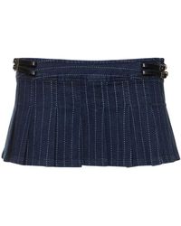 Miaou - Ren Pleated Cotton Mini Skirt - Lyst