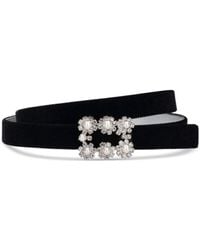 Roger Vivier - 1.5Cm Flower Buckle Velvet Belt - Lyst