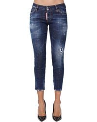 DSquared² Kürzere Jeans Aus Denim "jennifer" - Blau