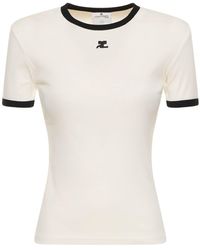Courreges - T-shirt In Kontrastfarbe - Lyst