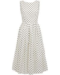 Dolce & Gabbana - Polka Dots Sleeveless Cotton Midi Dress - Lyst