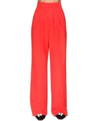 Rochas Pleated Cool Wool Trousers - Red