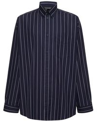 Balenciaga - Striped Oversized Cotton Blend Shirt - Lyst