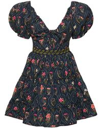 Agua Bendita - Manzanilla Printed Cotton Mini Dress - Lyst