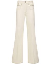 Giambattista Valli - Cotton Denim High Waisted Wide Jeans - Lyst