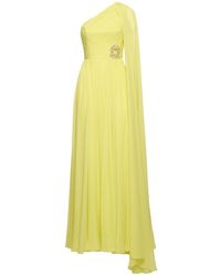 Elie Saab - Embellished Silk One Shoulder Long Dress - Lyst