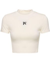 Palm Angels - T-shirt in misto cotone monogram pa - Lyst