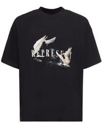 Represent - Swan Printed Cotton T-Shirt - Lyst
