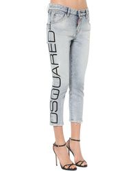 DSquared² Jeans Cropped Cool Girl In Denim Blue Acid Wash