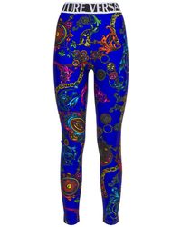 Versace Jeans Couture Baroque Print Stretch Jersey leggings - Blue