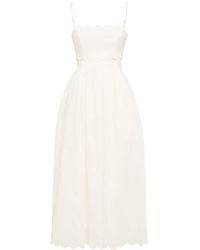 Zimmermann - Damen Rhiannon Scalloped Linen Midi Dress - Lyst