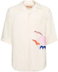 Marni - Embroidered Linen Boxy Shirt - Lyst