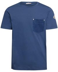 Moncler - Cotton Denim T-shirt With Pocket - Lyst
