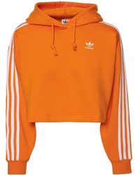 adidas Originals Cotton Blend Cropped Hoodie - Orange