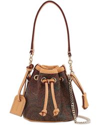 Etro Mini Paisley Coated Canvas Bucket Bag - Braun