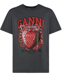Ganni - Maglietta basic jersey lemon grigia - Lyst