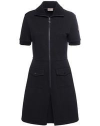 Moncler - Stretch Cotton Blend Piquet Polo Dress - Lyst