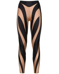 Mugler - Legging brun clair et noir à assemblage en spirale - Lyst