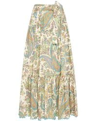 Etro - Gonna midi vita alta in cotone stampato - Lyst